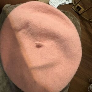 Pink wool Beret Hat